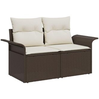 vidaXL Sof&aacute; De Jard&iacute;n Marr&oacute;n 141 X 62 X 69 Cm Rat&aacute;n Sint&eacute;tico Vidaxl