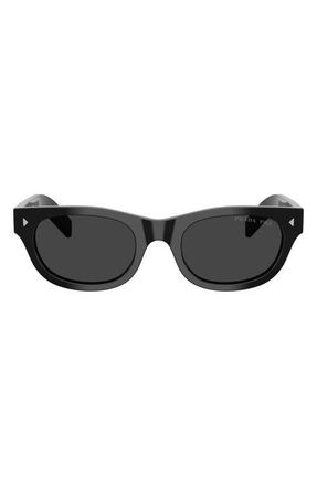 Prada 52mm Polarized Cat Eye Sunglasses in Black /Polar Black at Nordstrom