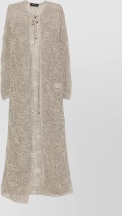 Fabiana Filippi long cardigan sheer design textured knit tie
