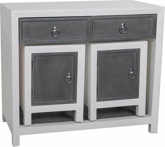 Wanderlust Deco Wanderlust Deco - Set Recibidor Y Dos Taburetes De Madera Grises