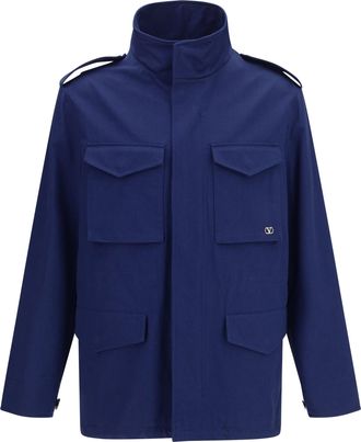 Valentino Mens Caban Jacket Vlogo Bluette Cotton