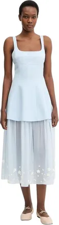 Stine Goya Jurk van verfraaid cr&ecirc;pe- verhoogd bustermodel - Dames - Casual kleedjes - Blauw - M - Polyester - Kleedjes