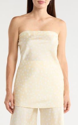 Renee C Polka Dot Strapless Tunic Top in Butter at Nordstrom Rack, Size X-Large