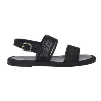 Baldinini Petal Mesh Sandal - female - Baldinini - Flat Sandals - Black - 5 1/2 UK - Shoes