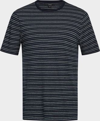 Vince Mens Cotton Thin Stripe Crewneck T-Shirt