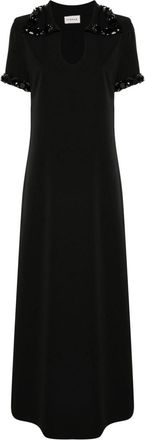 P.A.R.O.S.H. embroidered long dress - women - Spandex/Elastane/Polyester/glass/PVC - S - Black