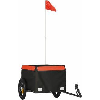 vidaXL Vidaxl - Remolque Para Bicicleta Hierro Negro Y Naranja 30 Kg