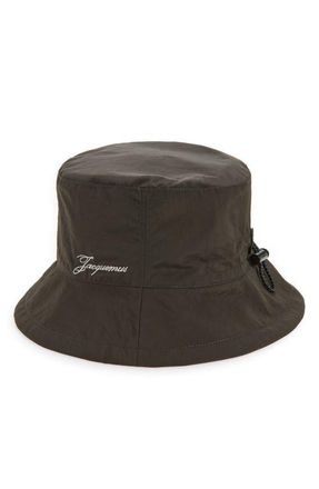 Jacquemus Le Bob Baluchon Nylon Bucket Hat in Dark Brown at Nordstrom, Size Xx-Large