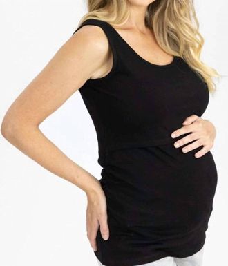 Angel Maternity Jersey Nursing Tank In Black
