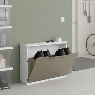 Dmora Estante De Zapatos Con 1 Puerta De Aleta De Polipropileno, Gabinete Modular Interior O Externo, 100% Made In Italy, 51x18h40 Cm, Color De Tortora - Dm