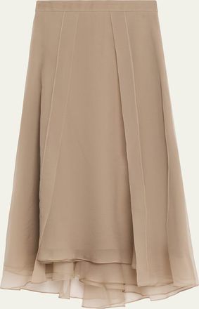 Brunello Cucinelli Crispy Silk Organza Overlay Midi Skirt