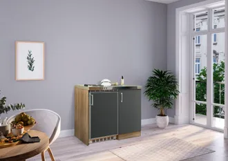 Respekta Cucina Minicucina Cucina Singola Cucinino Dispensa Rovere Grigio Levin 100 Cm Respecta