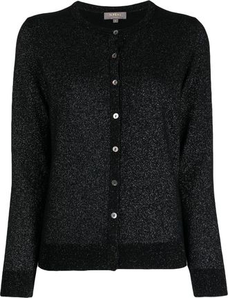 N.Peal fine-knit lurex cardigan - women - Cashmere/Metallic Fibre - S - Black