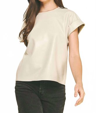 Pinch Design Phoebe Faux Leather Top In Oyster