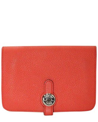 Herm&egrave;s Orange Leather Dogon Compact Wallet (Authentic Pre-Loved)