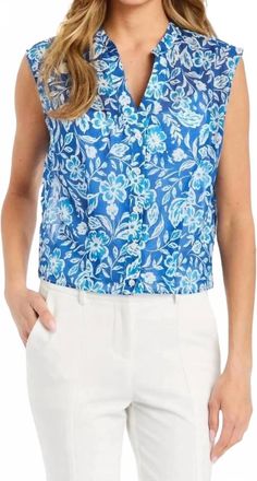 Drew Montana Print Blouse In Ocean
