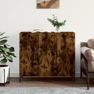 vidaXL Vidaxl - Aparador De Madera De Ingenier&iacute;a Roble Ahumado 90x34x80 Cm