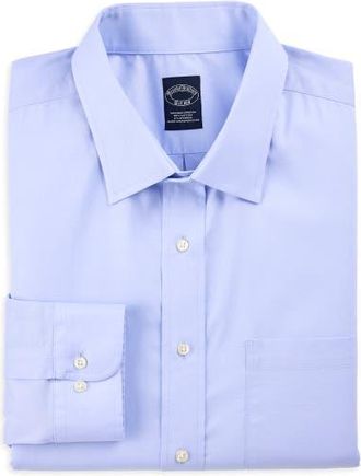 Brooks Brothers Big & Tall Non-Iron Pinpoint Stretch Dress Shirt in Blue at Nordstrom, Size 17.5 - 38