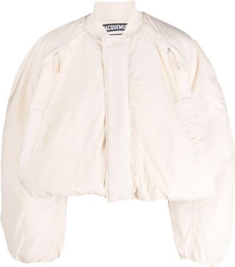 Jacquemus Le Bomber Bahia cropped jacket - women - Polyamide/Cotton/Acetate/Spandex/Elastane/Spandex/Elastane/Cotton - 34 - White