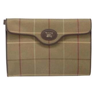 Burberry Pre-owned Canvas Shoulder Bag - Dames - Pre-owned - Beige - Maat: ONE Size Leer