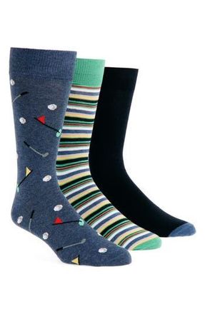 Lorenzo Uomo Assorted 3-Pack Crew Socks in Navy at Nordstrom Rack