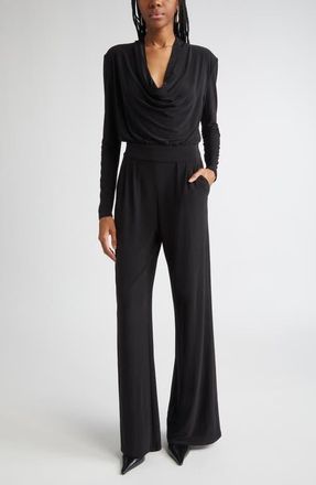 Ramy Brook Eden Cowl Neck Wide Leg Jumpsuit in Black at Nordstrom, Size Medium