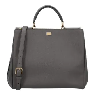 Dolce & Gabbana Pre-owned Handbags, female, Gray, Size: ONE SIZE Pre-owned Saffiano Leather Handbag