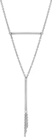Gold & Honey Womens Tassel And Bar Y-Necklace In Silver