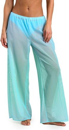 Sunshine 79 Ombr&eacute; Illusions Sheer Wide Leg Mesh Cover-Up Pants in Seafoam at Nordstrom, Size X-Large