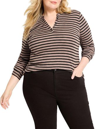 Nic+Zoe Nic+Zoe Plus Striped Henley T-Shirt