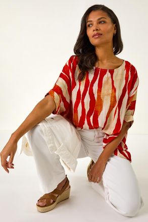 Roman Abstract Buttoned Top