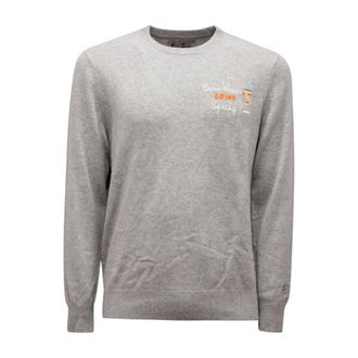 MC2 Saint Barth Round-neck Knitwear, male, Gray, S, Heron Wool Blend Jumper