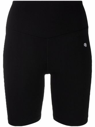 Anine Bing logo-print cycling shorts - Black