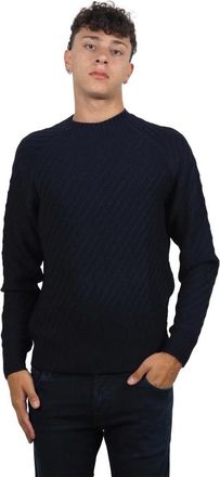 AT.P. CO Blauwe Diagonale Gebreide Trui - Heren - Ronde hals truien - Blauw - L - Wol - Truien & Vesten