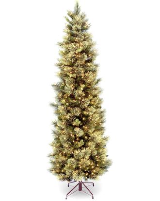 National Tree Company 9Ft Carolina Pine Slim Tree With Clear Lights