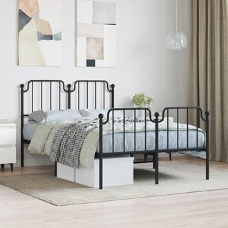Berkfield Home Metal Bed Frame with Headboard & Footboard Black 120x200 cm | Size: Small Double