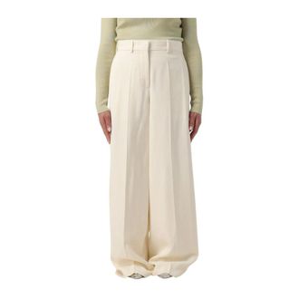 Jil Sander Wide Trousers, female, White, Size: M Wide Leg Linen Trousers