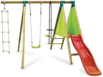 Habitat et Jardin Habitat Et Jardin - Columpio De Madera balanga - Con 1 Tobog&aacute;n - 1 Columpio - 1 Cara A Cara - 1 Capazo