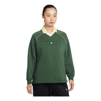 Nike (WMNS) Nike Sportswear Phoenix Fleece Oversized Graphic Polo Top Fir Alabaster IF0257-323