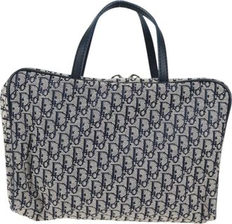 Dior Trotter Navy Canvas Handbag (Pre-Owned)