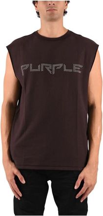Purple Textured Jersey Mouwloze Tee - Heren - Tops zonder mouwen - Bruin - 2XL - Katoen - Tops