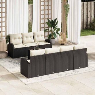 vidaXL Conjunto De Sof&aacute; De Jard&iacute;n 8 Pcs Negro 55 X 55 X 37 Cm Vidaxl
