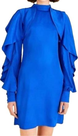 Farm Rio Backless Ruffledsleeve Mini Dress In Bright Blue