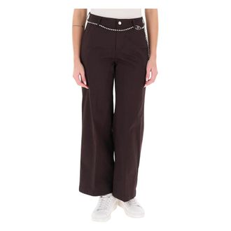 Liu Jo Wide Trousers, female, Brown, Size: W24 Pantaloni flare a vita alta
