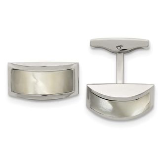 Diamond2Deal Stainless Steel Polished Cats Eye Cufflinks