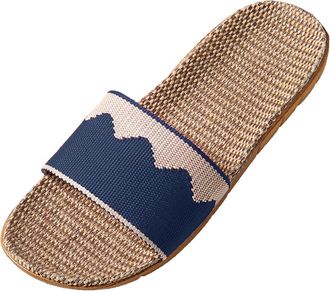 Generic Men Couples Slip On Flat Slides Indoor Home Color Slippers Fashion Comfortable Beach Causal Shoes Mens Cotton Slippers Size 12 Wide (Navy, 7)