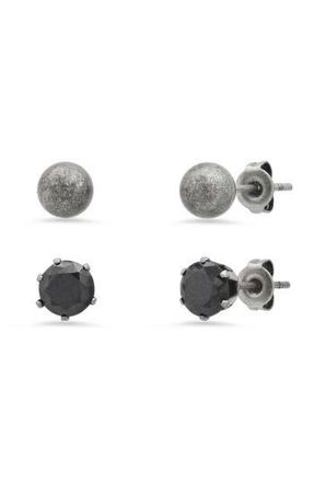 Steeltime Mens Set of 2 Assorted Stud Earrings in Black at Nordstrom Rack