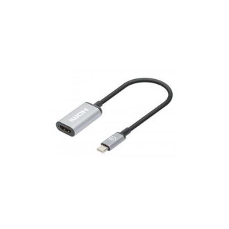 Manhattan 153706 Adaptador De Cable De V&iacute;deo 0,15 M Usb Tipo C Hdmi Negro, Plata
