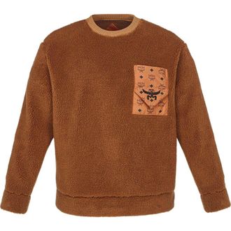MCM Monogram Pocket Fleece Sweatshirt in Cognac at Nordstrom, Size Small Eu