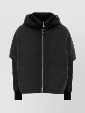 Moorer hooded down jacket featuring quilted sleeves